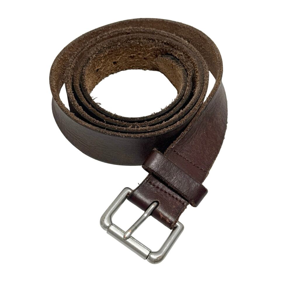 Polo Ralph Lauren Leather Roller Buckle Belt 46 Distressed Brown Hipster *flaw